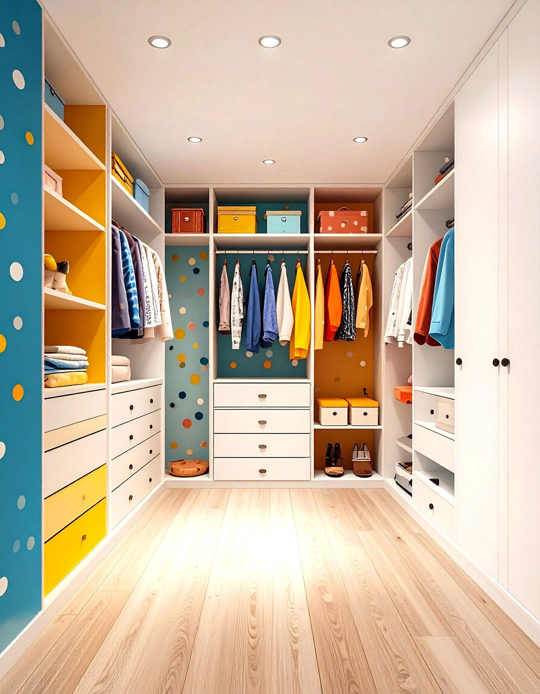 Cheerful Polka Dot Closet with Playful Energy - 24 Closet Wallpaper Ideas