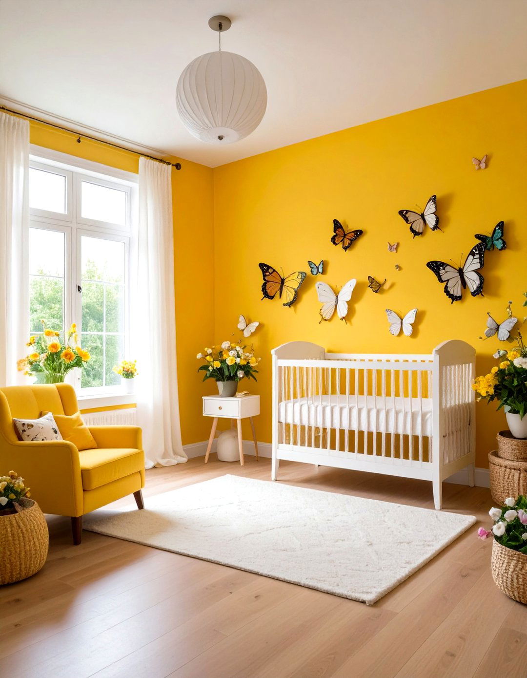 Cheerful Yellow Butterfly Garden - 24 Yellow Nursery Ideas