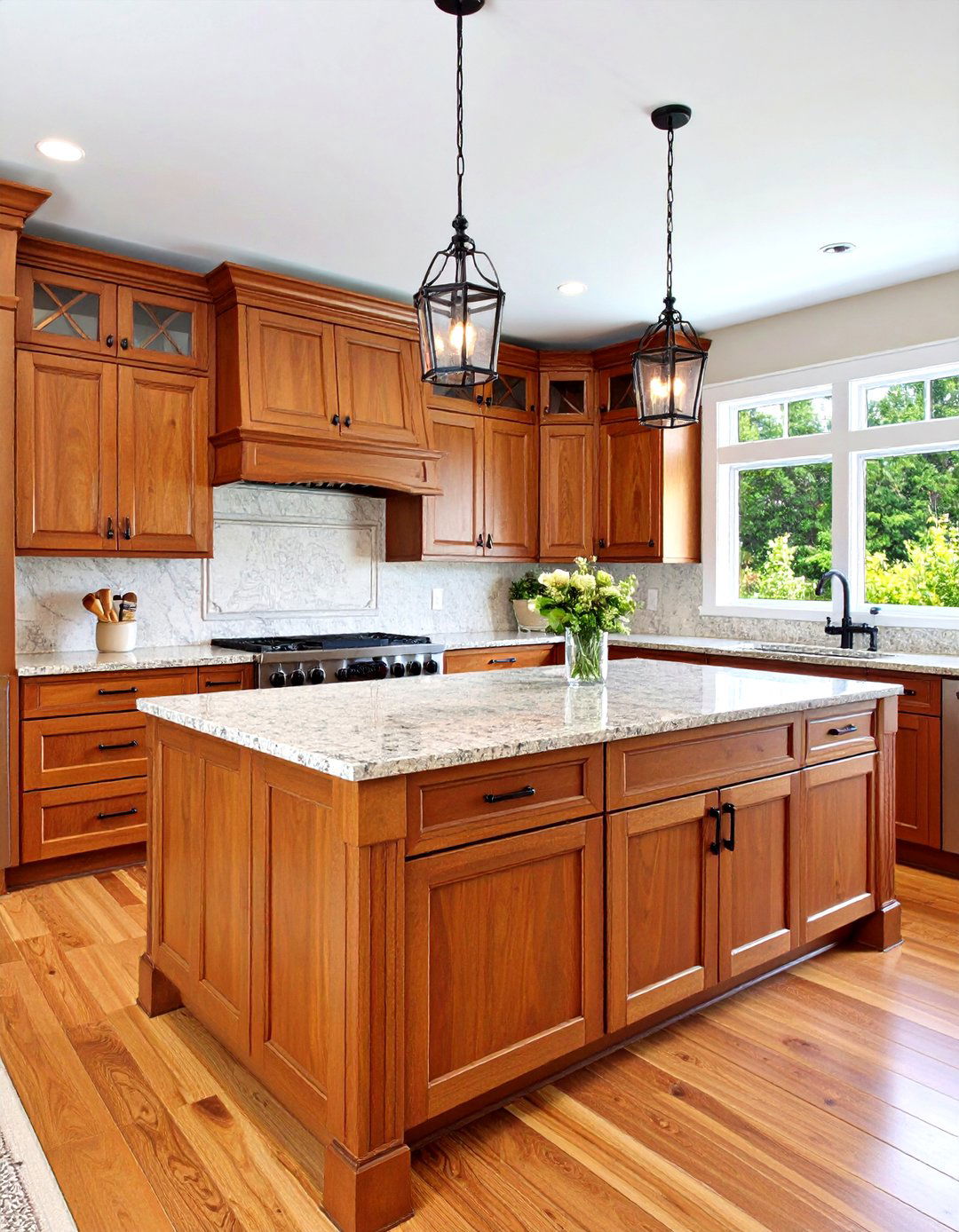 Cherry Lower White Upper Two Tone Design - 24 Natural Cherry Kitchen Cabinets