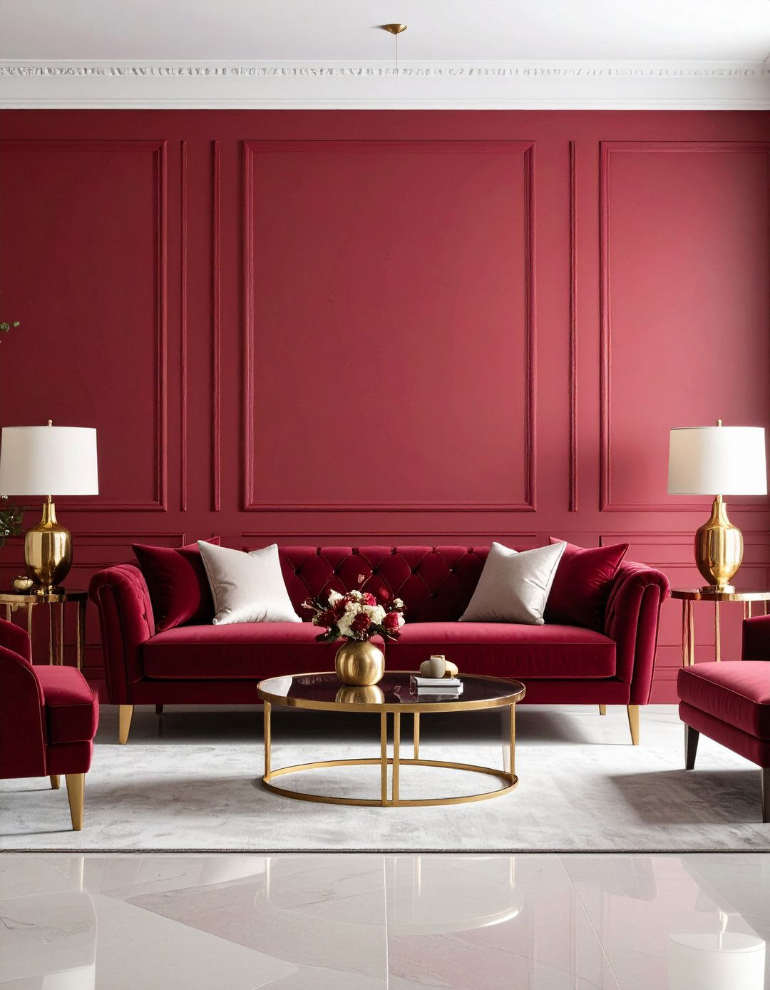 Cherry Red Color Drenched Living Room - 24 Pinterest Living Room Decor Ideas