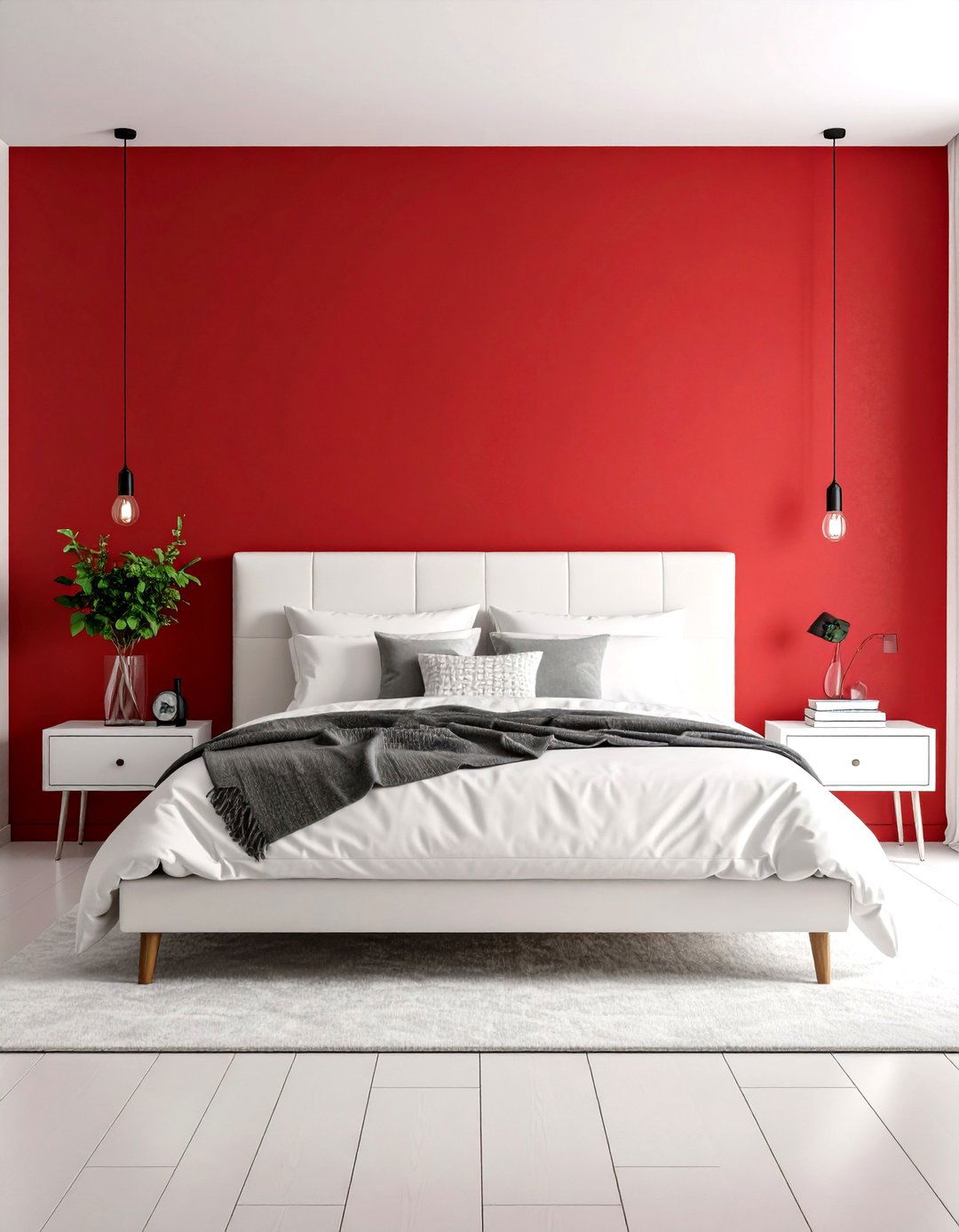 Cherry Red Modern Minimalist Bedroom - 24 Red Bedroom Ideas