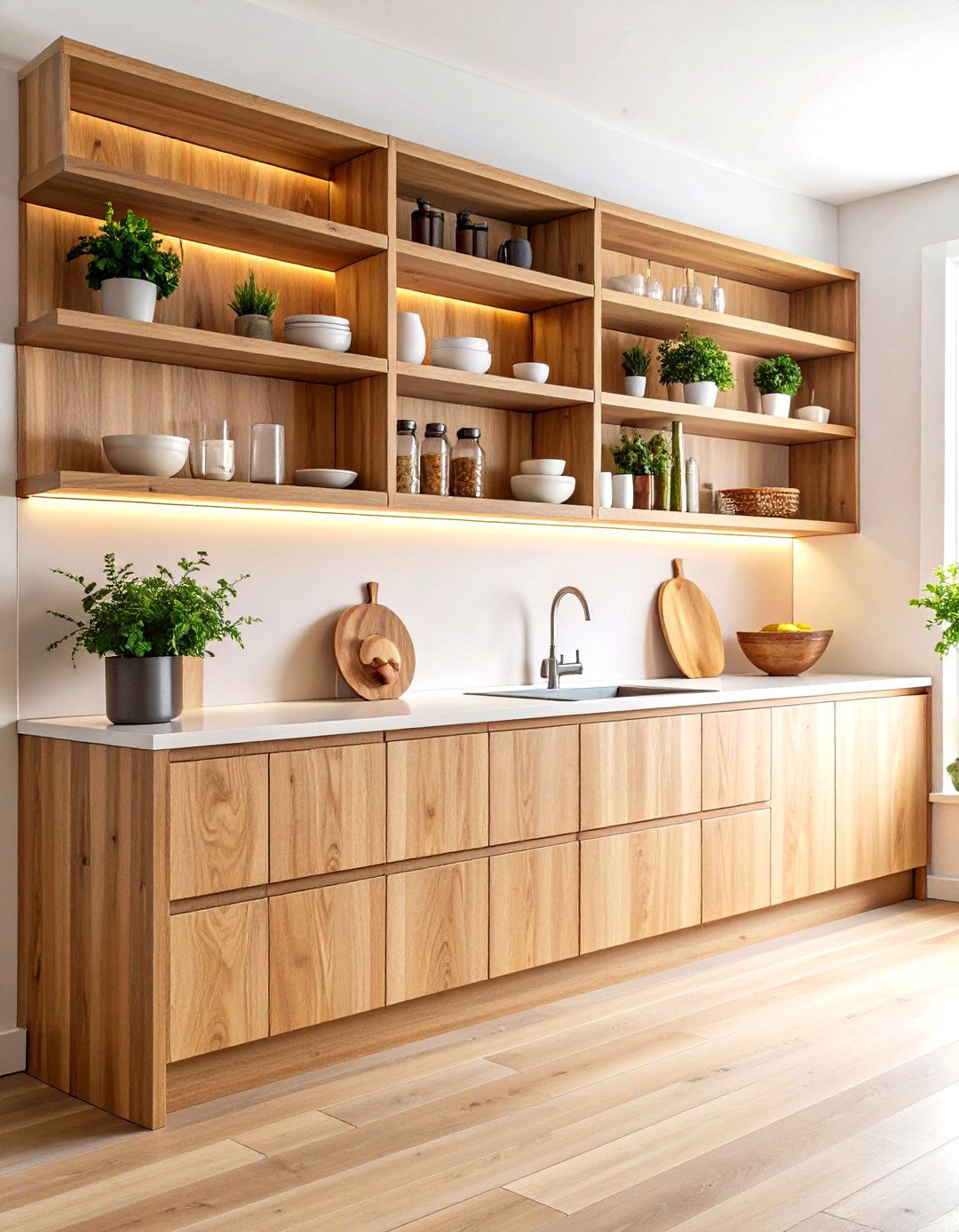 Cherry Wood Floating Shelves Design - 24 Natural Cherry Kitchen Cabinets