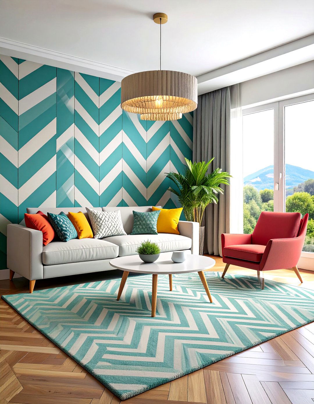 Chevron Living Room Wallpaper - 24 Living Room Wallpaper Ideas