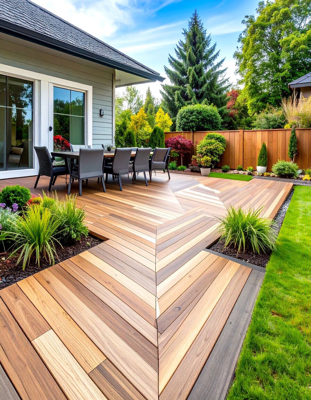 Chevron Pattern Contemporary Style - 24 Composite Deck Ideas