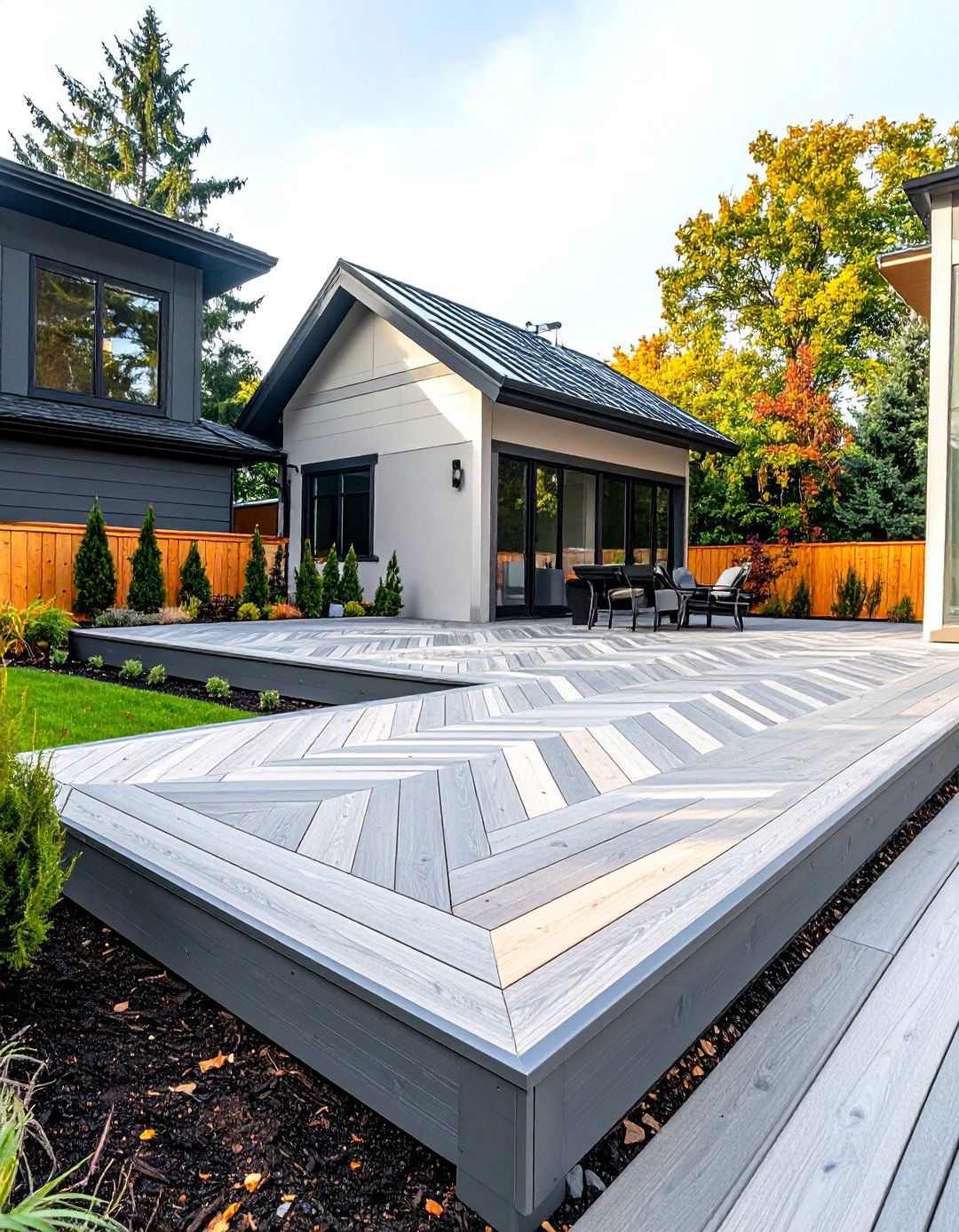 Chevron Pattern Deck Installation - 24 Deck Flooring Ideas