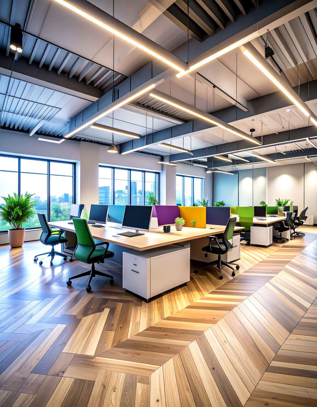 Chevron Pattern Office Dividers - 24 Floor Transition Ideas