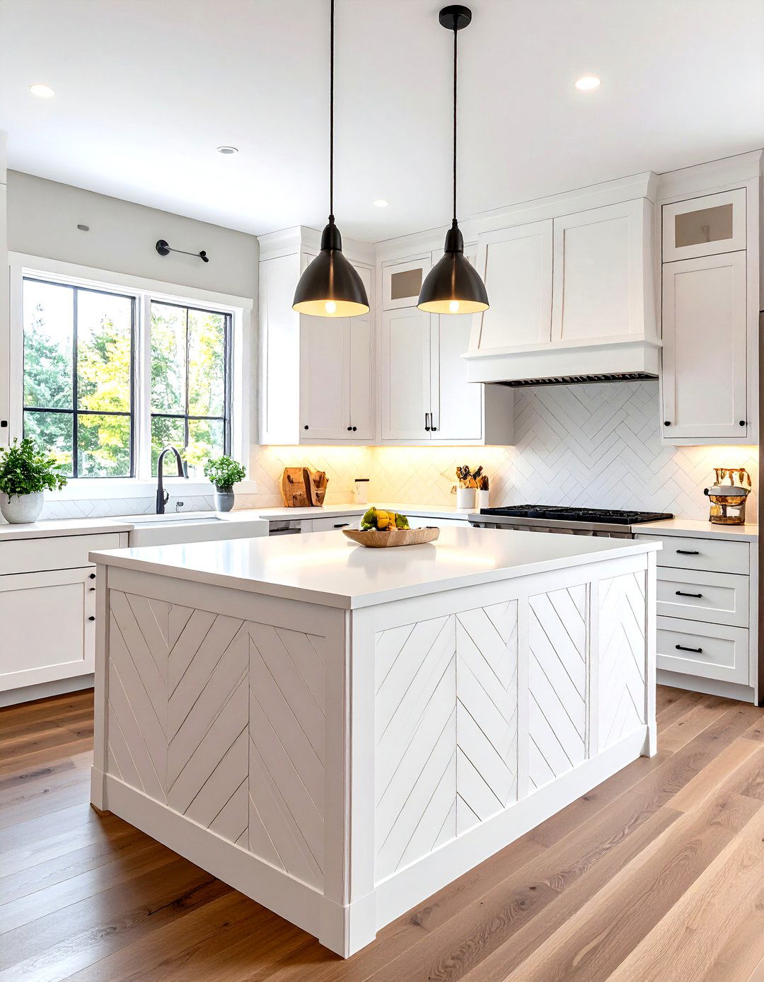 Chevron Pattern Shiplap Island Base - 24 Kitchen Shiplap Ideas With Kitchen Island Ideas