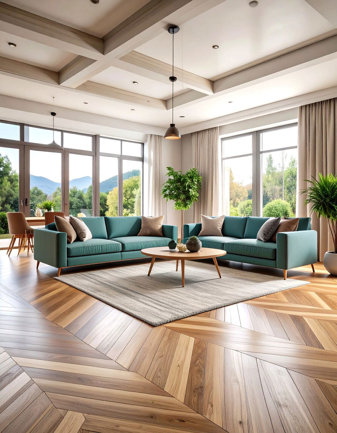 Chevron Wood Pattern Sophistication - 24 Living Room Flooring Ideas