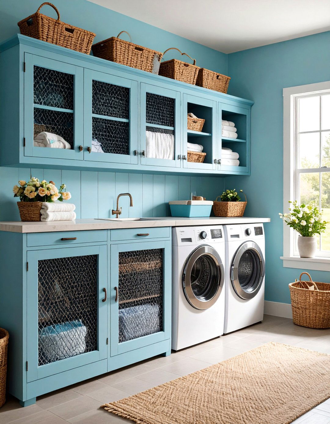 Chicken Wire Cabinet Doors Laundry Room - 24 Rustic Laundry Room Ideas