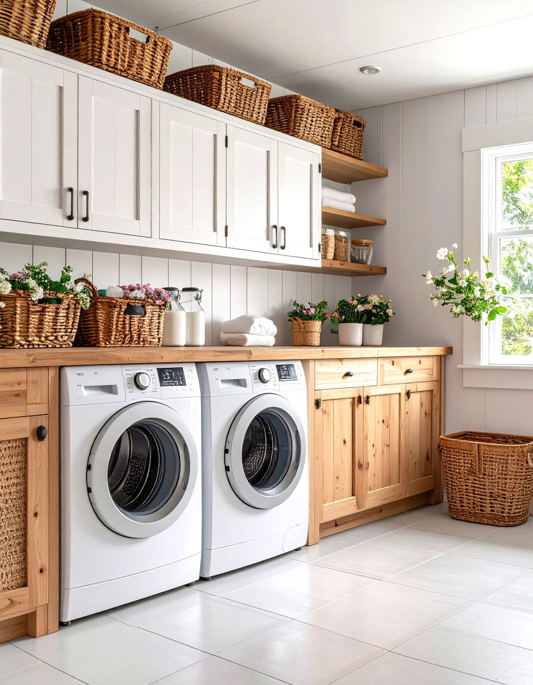 Chicken Wire Cabinet Laundry Room - 24 Farmhouse Laundry Room Ideas