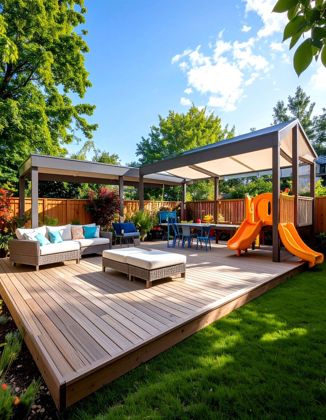 Childrens Play Screened Deck - 24 Screened-in Deck Ideas