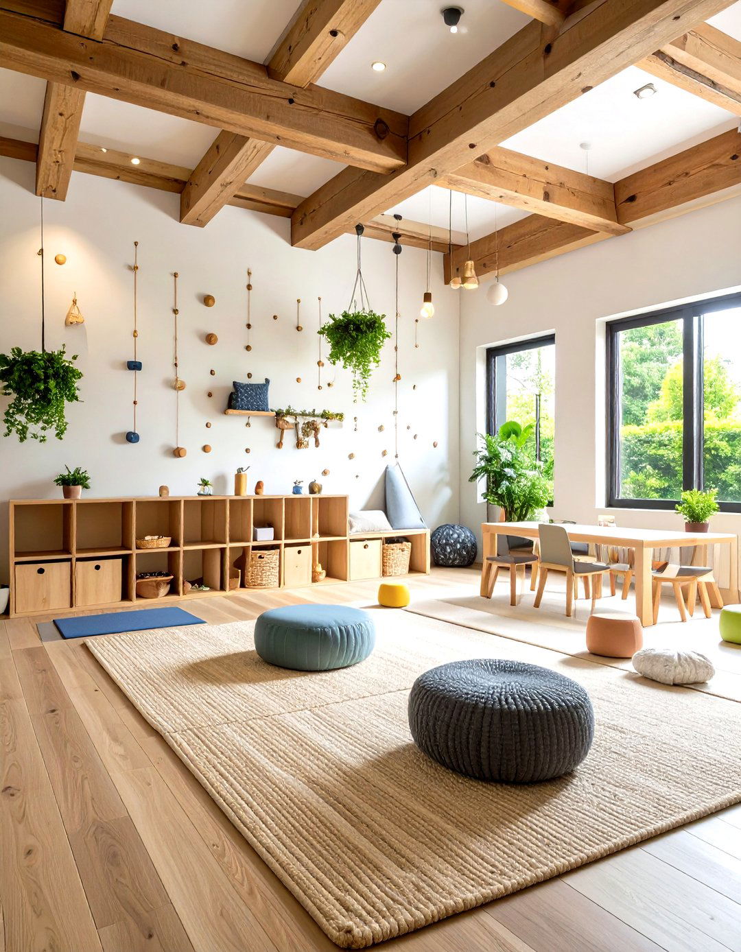 Childrens Playroom with Climbing Wall - 24 Rustic Barndominium Interior Design Ideas