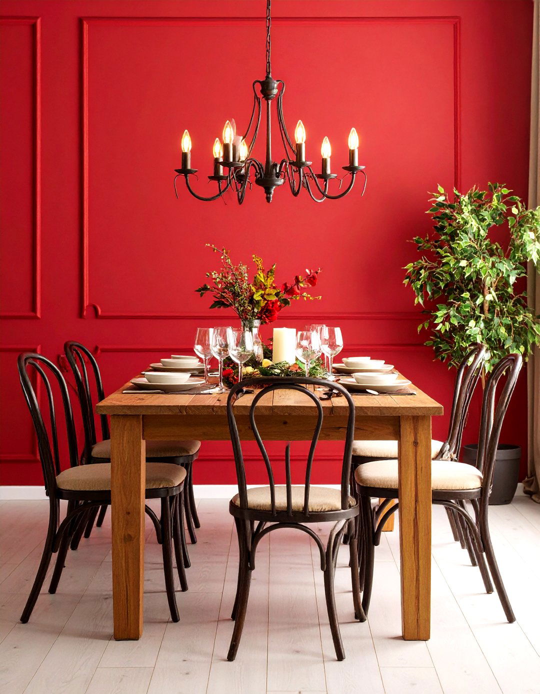 Chili Red Statement Dining - 24 Mexican Interior Paint Colors