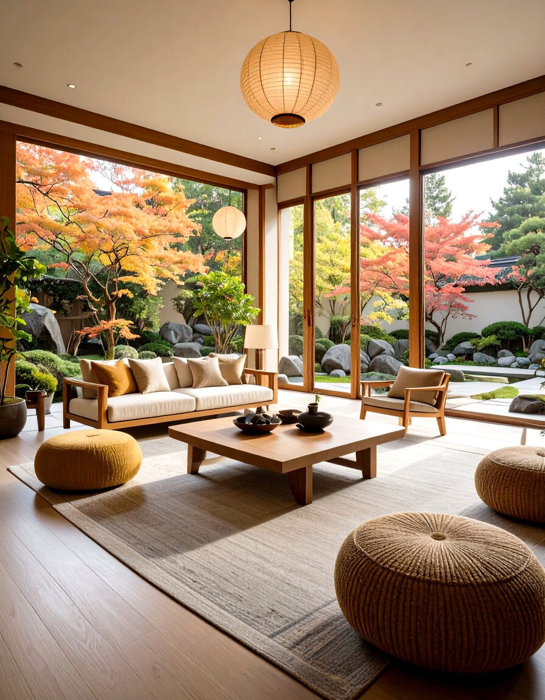Chinese Garden View Living Room - 24 Asian Living Room Ideas