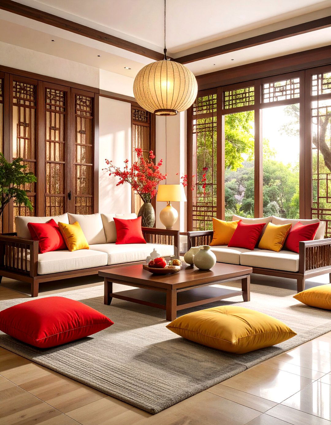 Chinese Traditional Living Room with Modern Touches - 24 Asian Living Room Ideas