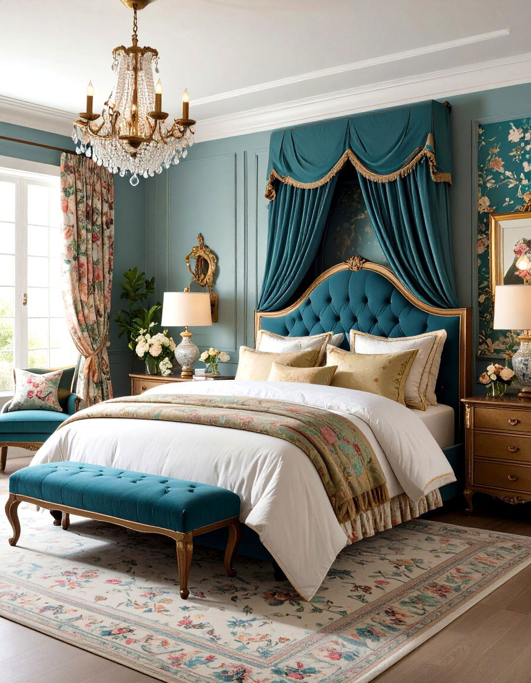 Chintz Fabric Richness - 24 Grandmillennial Style Bedroom Ideas
