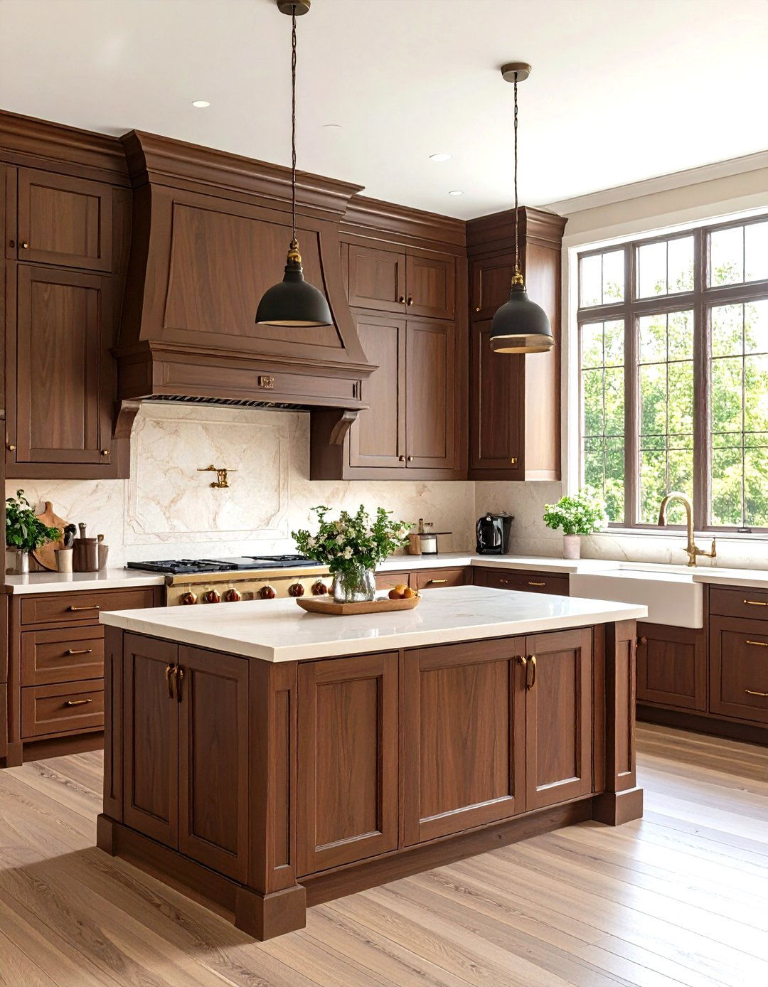 Chocolate Brown Kitchen with Cream Details - 24 Colorful Kitchen Ideas
