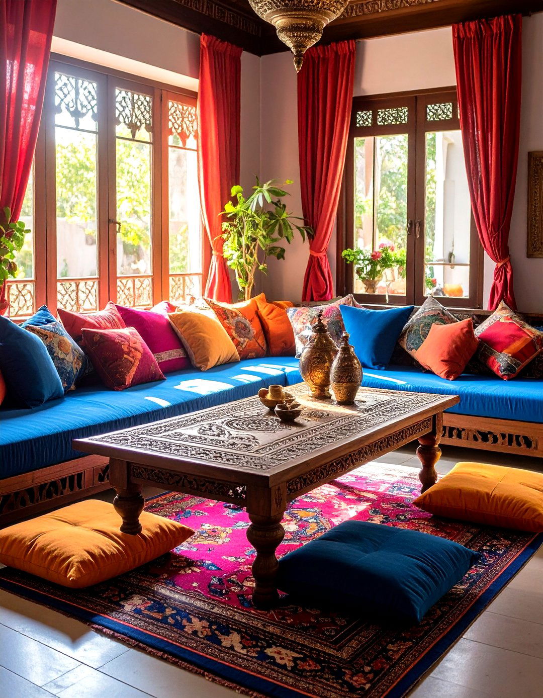 Chowki Low Table Seating Arrangements - 24 Floor Seating Ideas