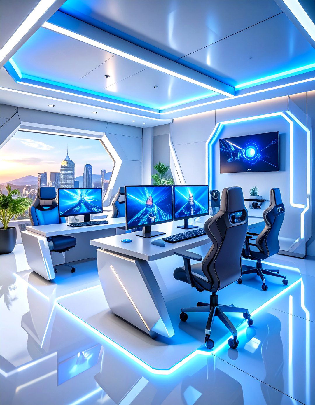 Chrome Dreams Futuristic Gaming Space - 24 Gamer Girl Room Ideas