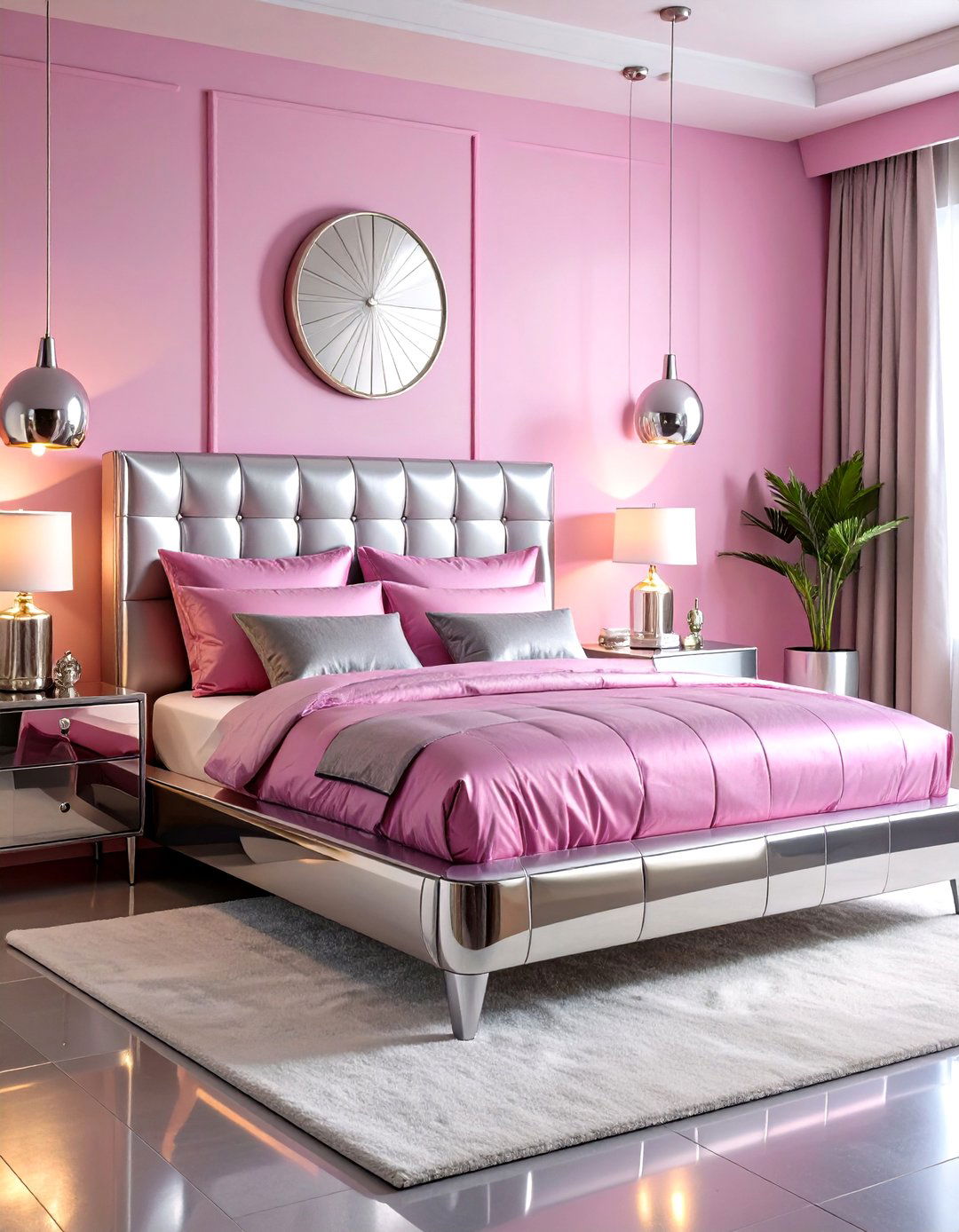 Chrome and Metallic Furniture Accents - 24 90s Bedroom Decor Ideas