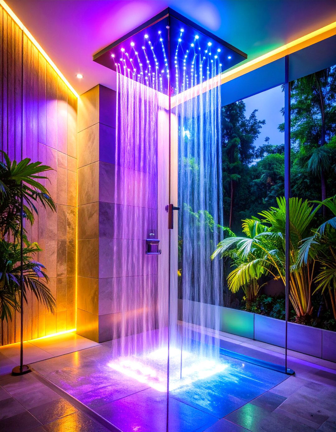 Chromotherapy Color Changing Shower Lighting System - 24 Shower Lighting Ideas