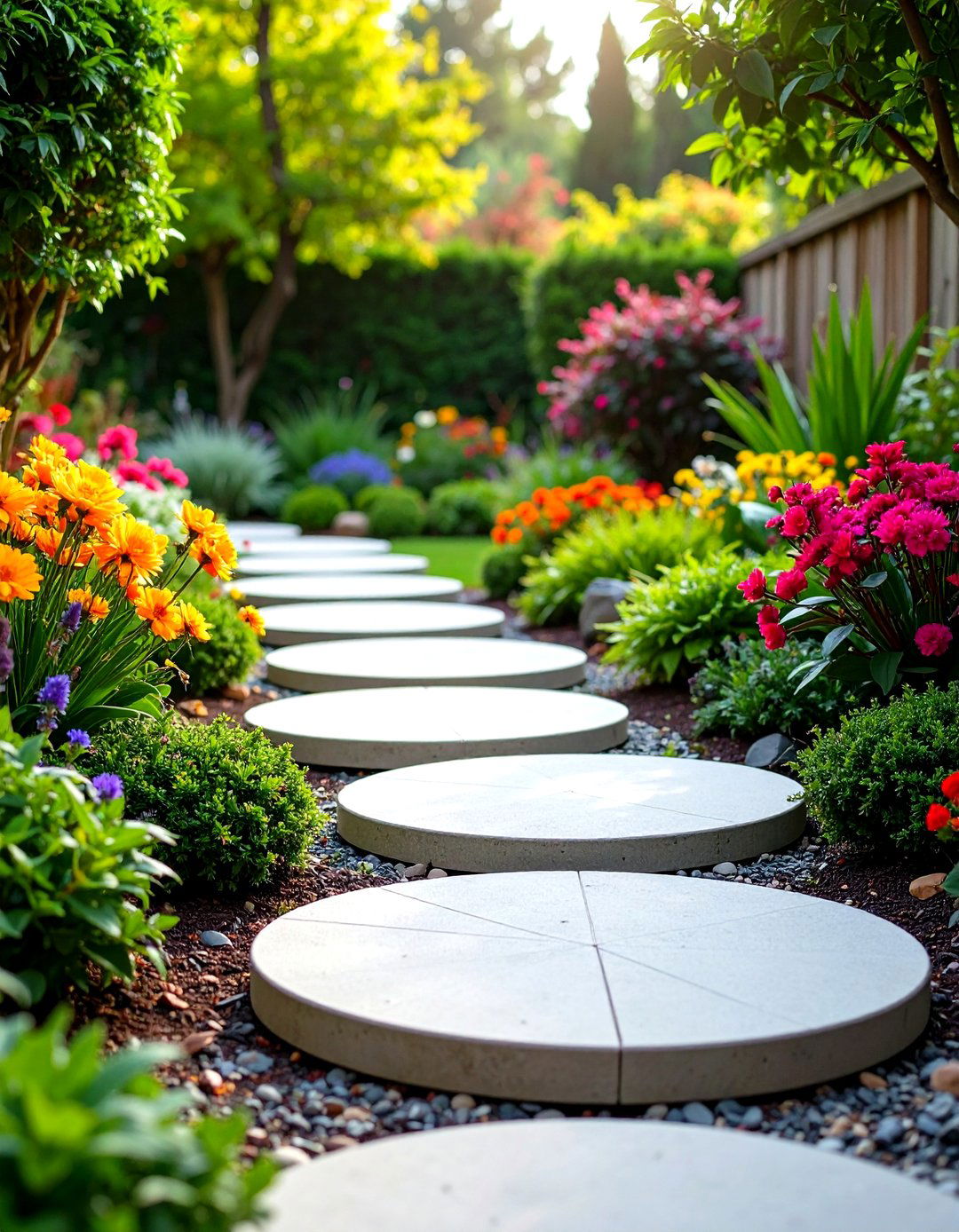 Circular Concrete Contemporary Design - 24 Stepping Stone Walkway Ideas