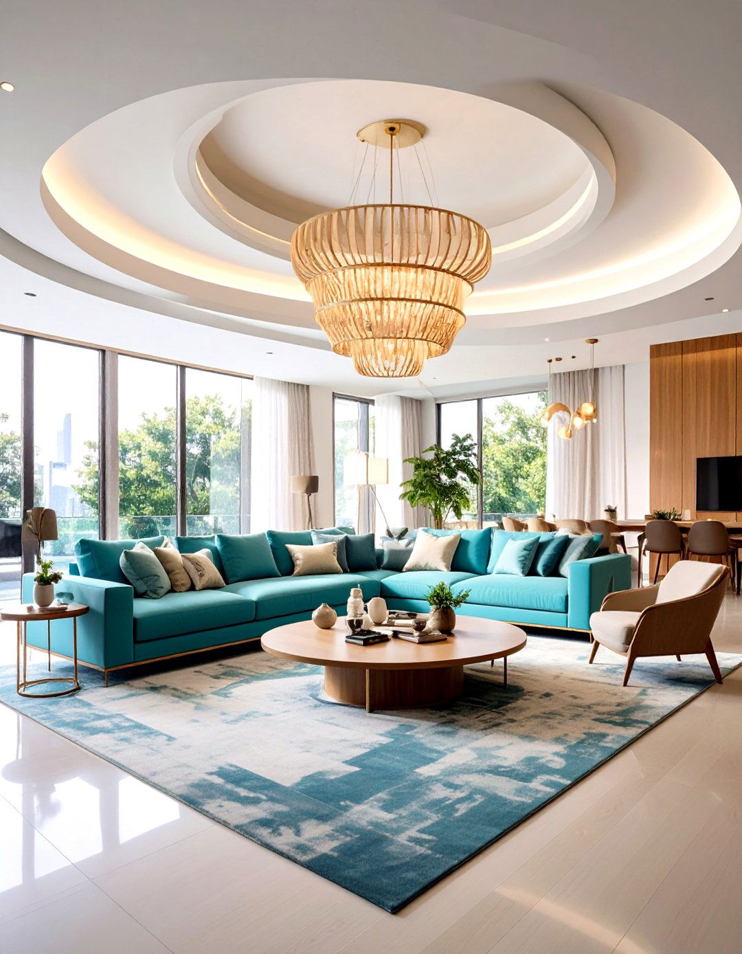 Circular Cutout Feature Design - 24 Living Room False Ceiling Design Ideas