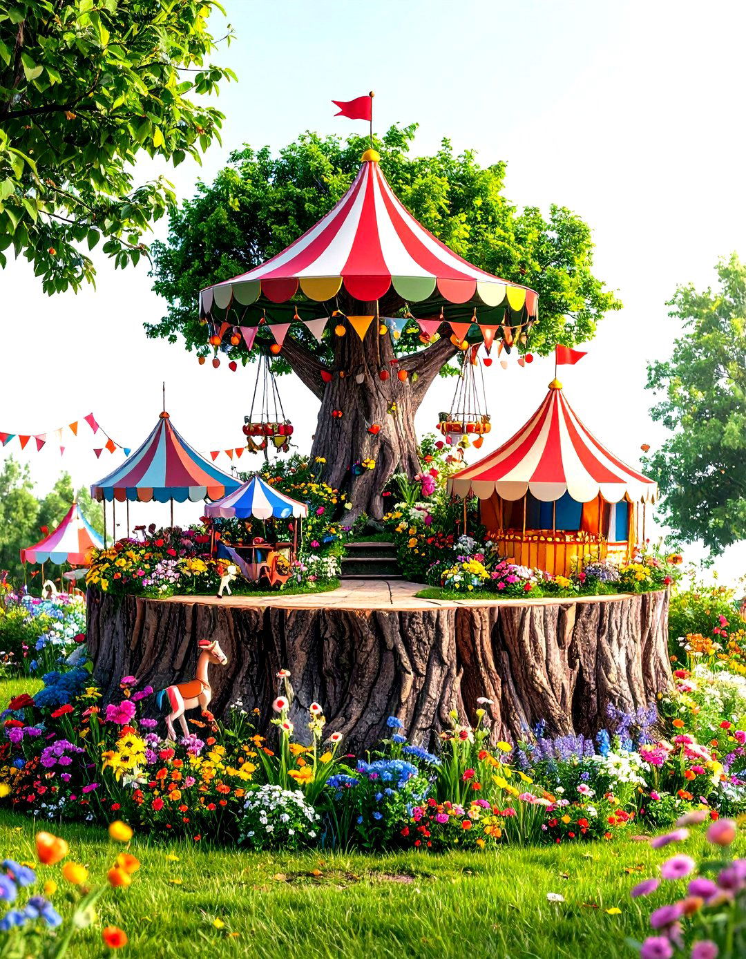 Circus Carnival Stump Spectacular - 24 Tree Stump Fairy Garden Ideas