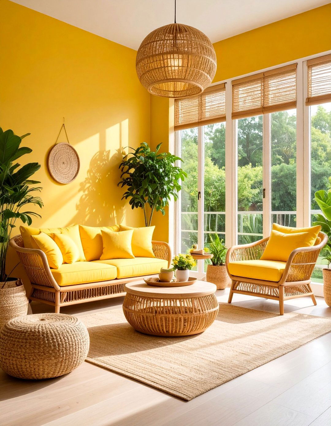 Citrine Yellow Sunroom with Botanical Elements - 24 Ways to Decorate With Jewel Tones