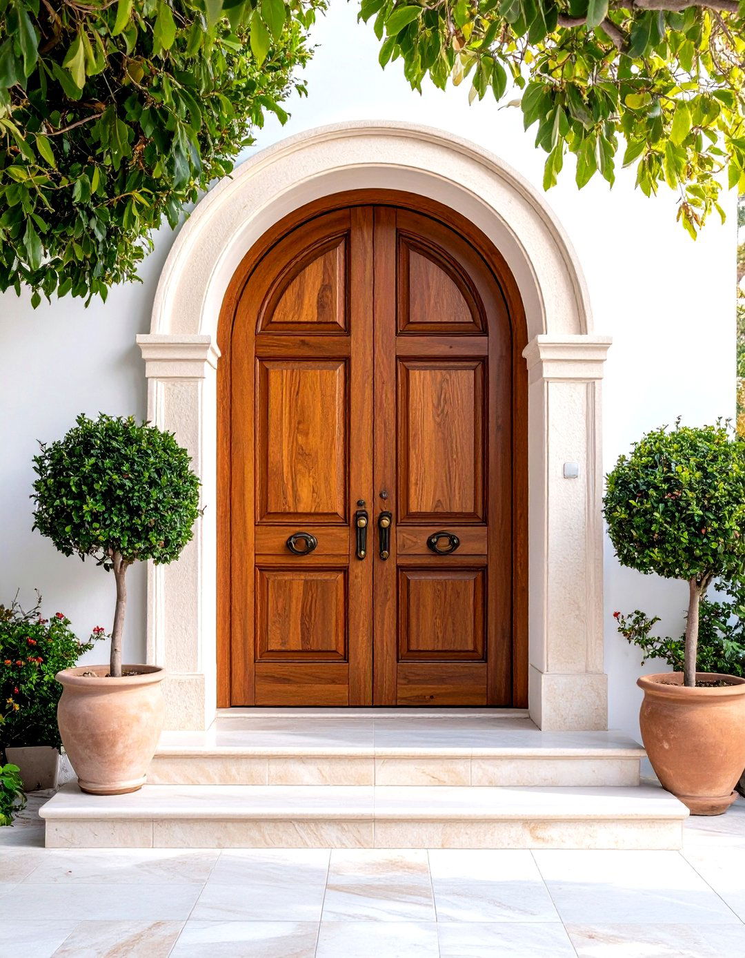 Classic Arched Wood Entry Doors - 24 Mediterranean Front Door Ideas