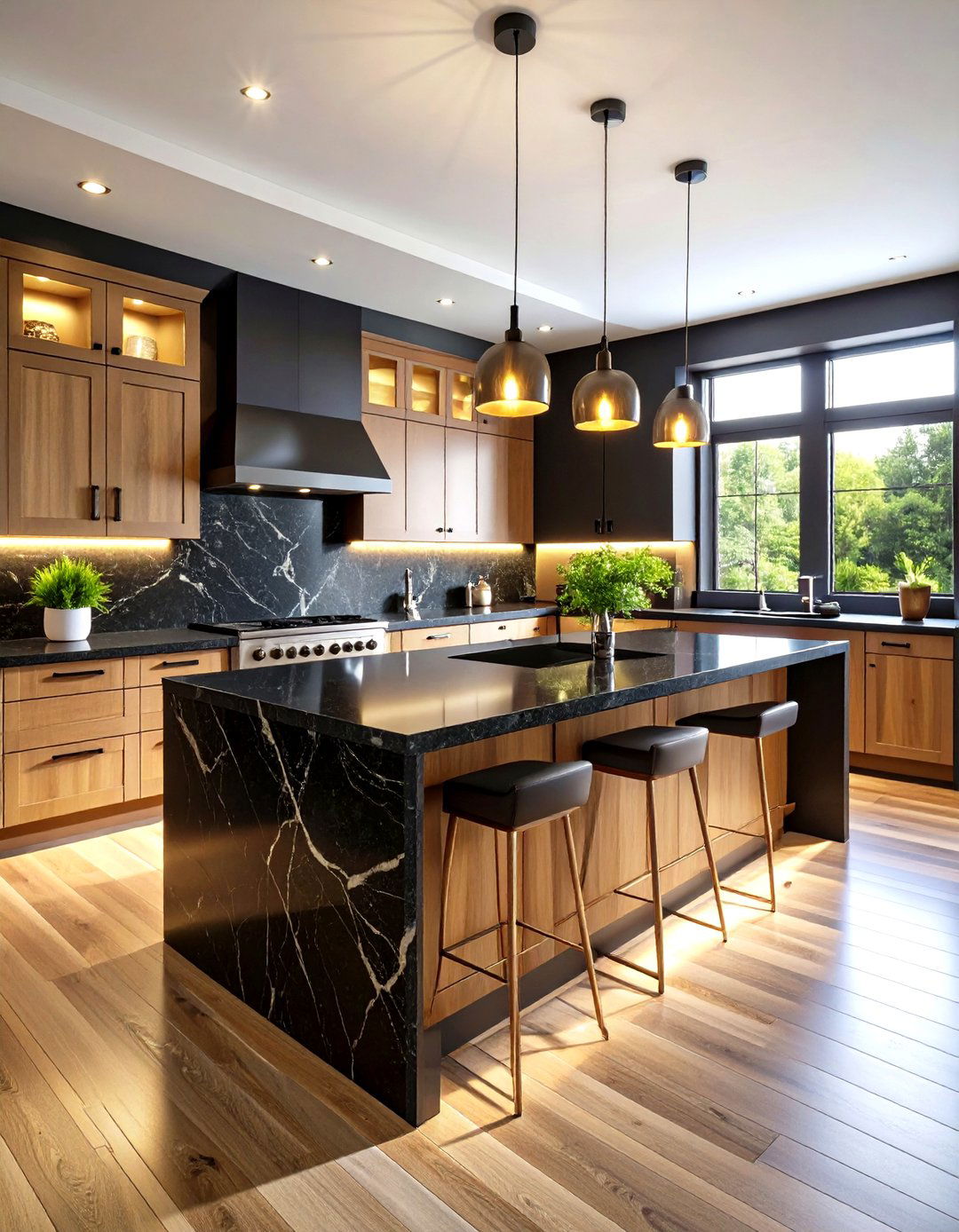 Classic Black Granite Surfaces - 24 what color countertops go with oak cabinets