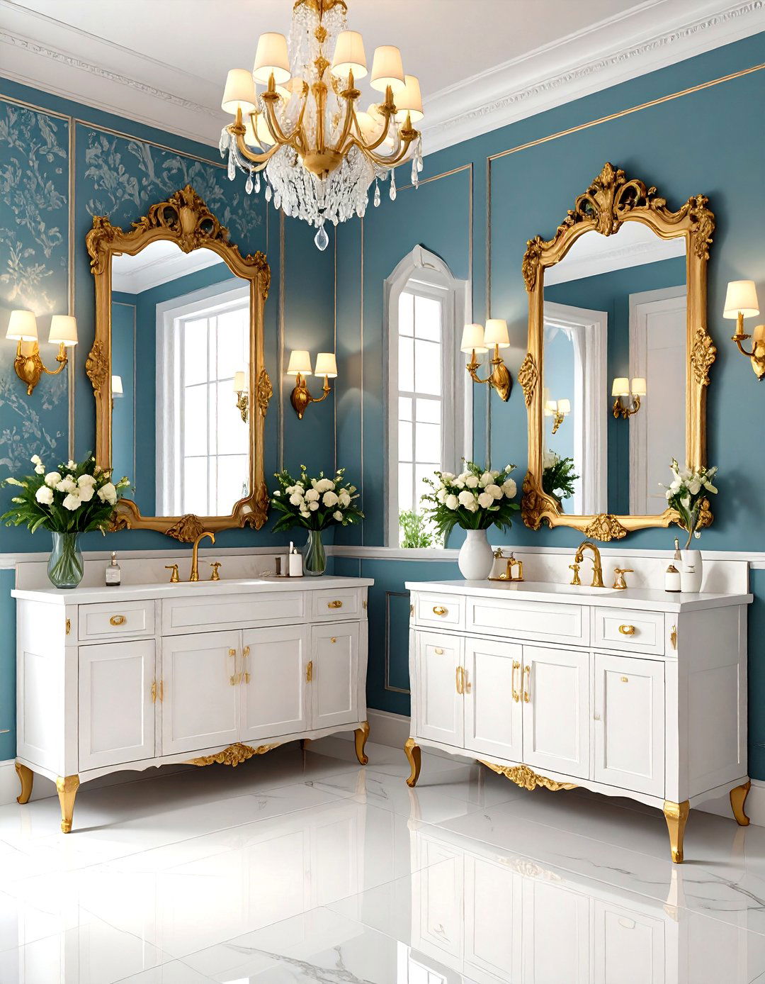 Classic Black and Gold Damask - 24 black and gold powder room ideas