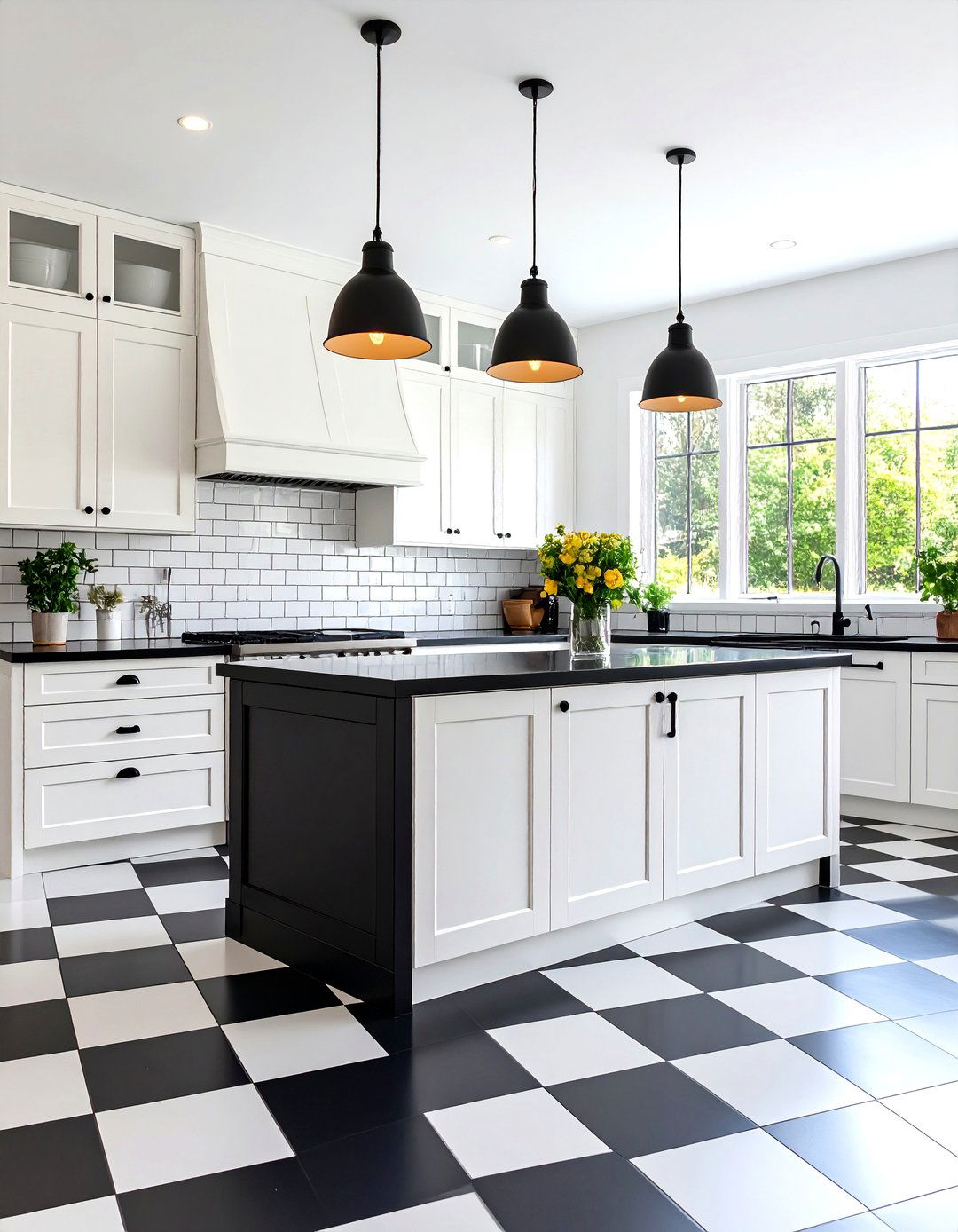 Classic Black and White Checkered Kitchen - 24 Black and White Kitchen Ideas