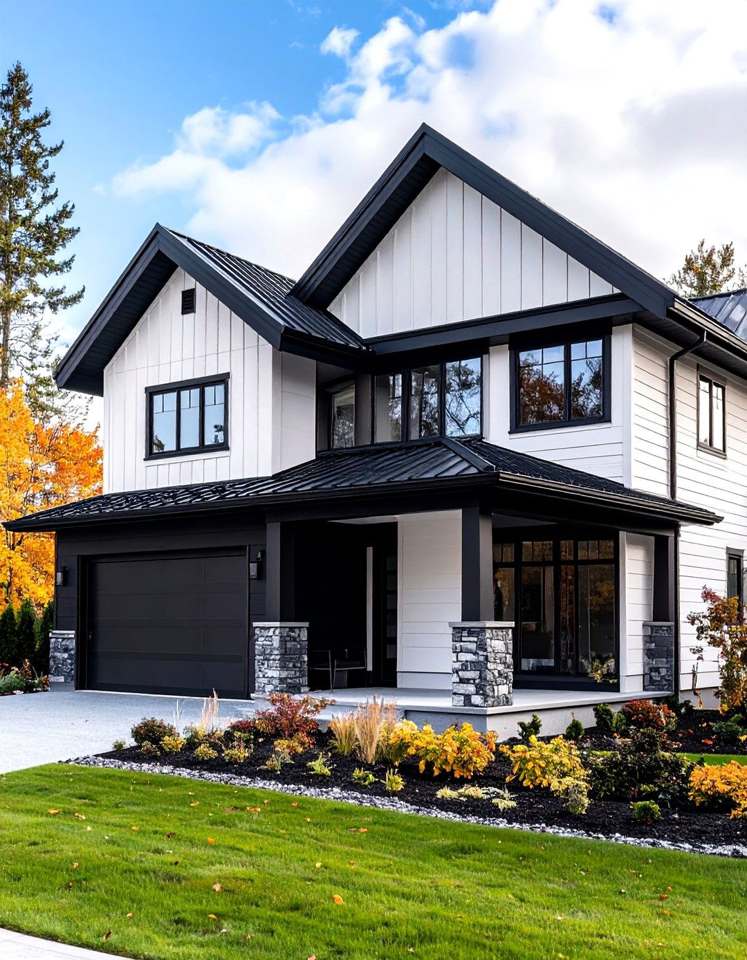 Classic Black and White Contrast Siding - 24 Two-tone Siding Designs