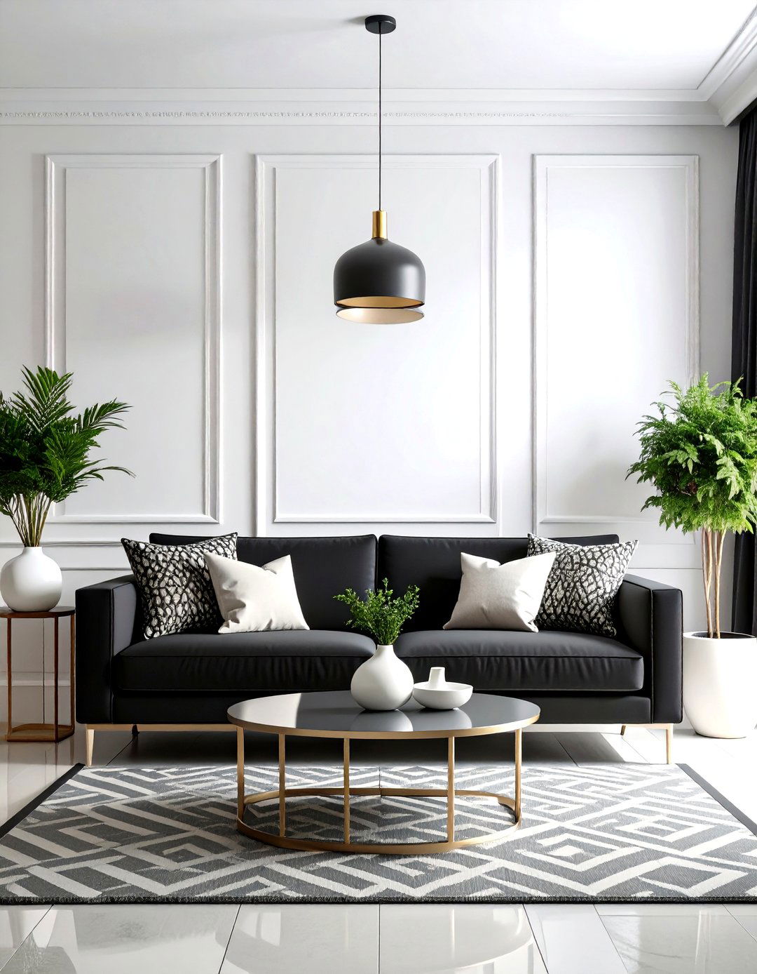 Classic Black and White Elegance - 24 Living Room Ideas With Black Couches