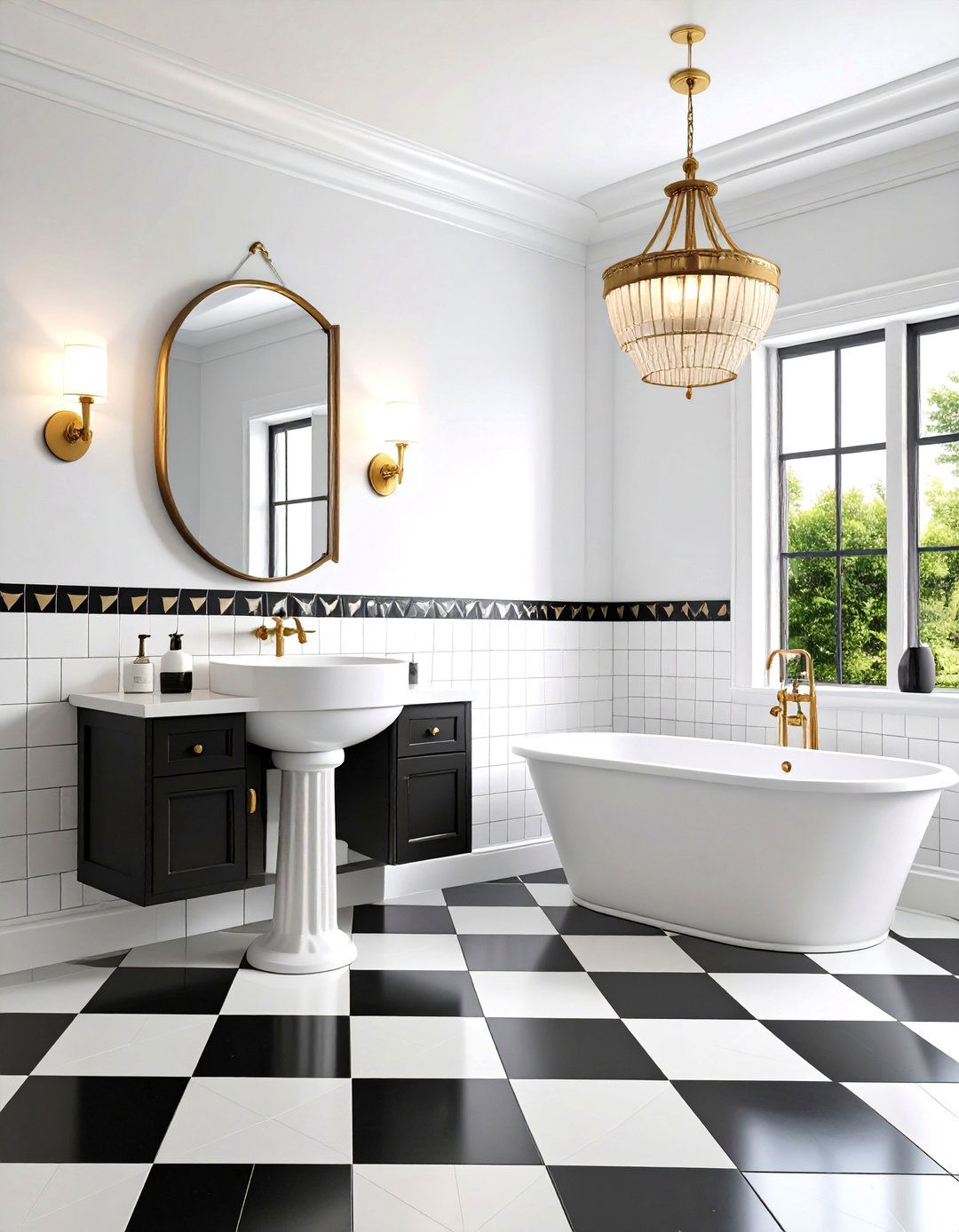 Classic Black and White Monochrome Bathroom Design - 24 Art Deco Bathroom Ideas
