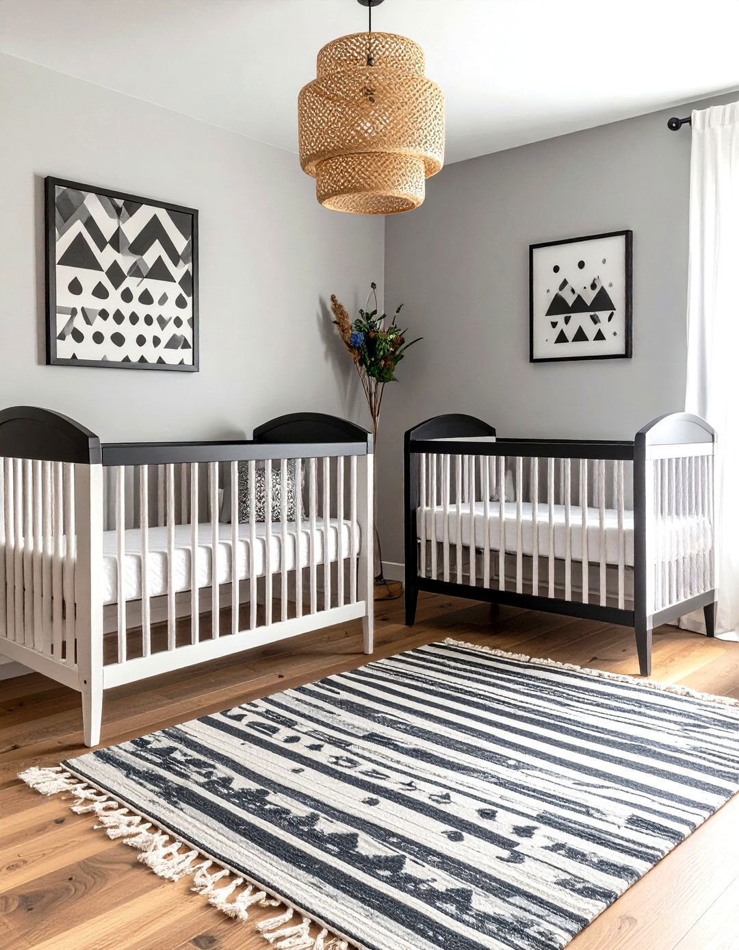 Classic Black and White Twin Design - 24 Twin Nursery Ideas