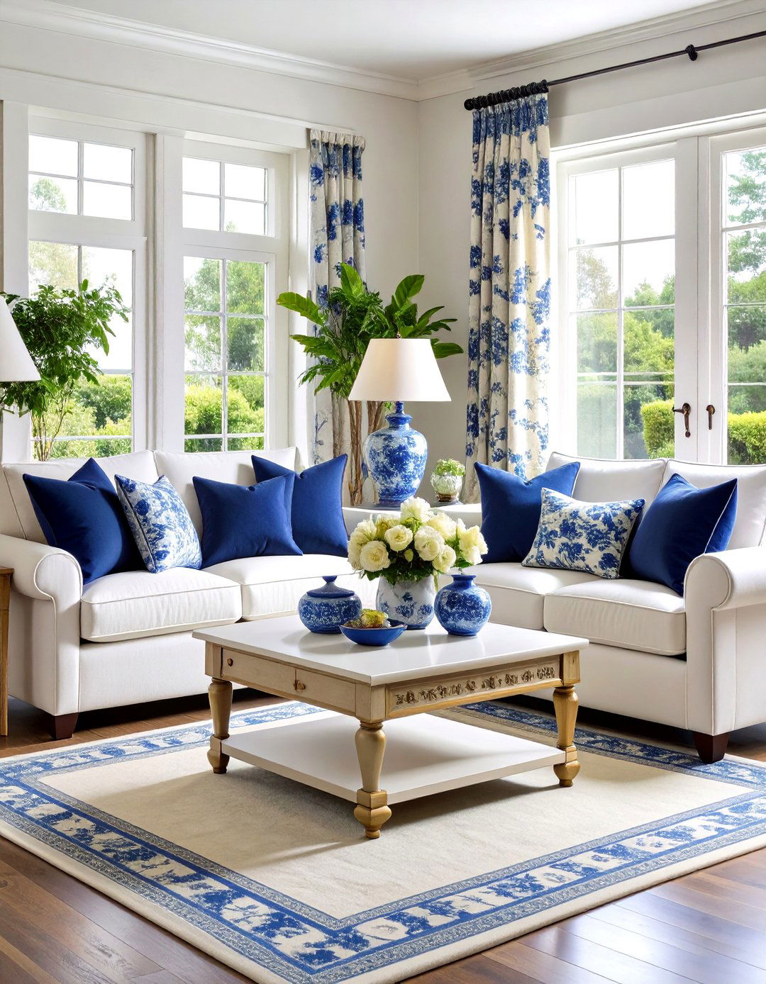Classic Blue and White Chinoiserie Living Room - 24 Chinoiserie Living Room Ideas