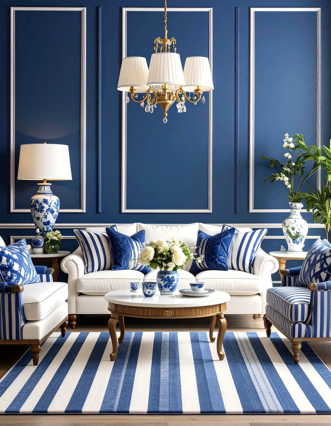 Classic Blue and White Elegance - 24 Formal Living Room Ideas