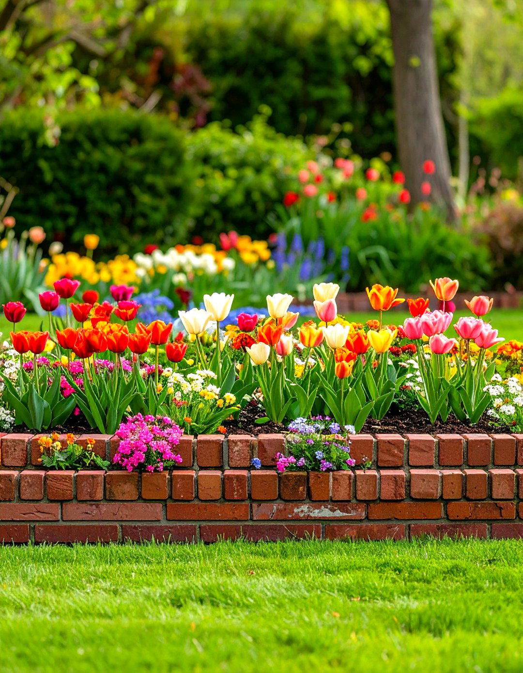 Classic Brick Edged Flower Beds - 24 Flower Bed Ideas