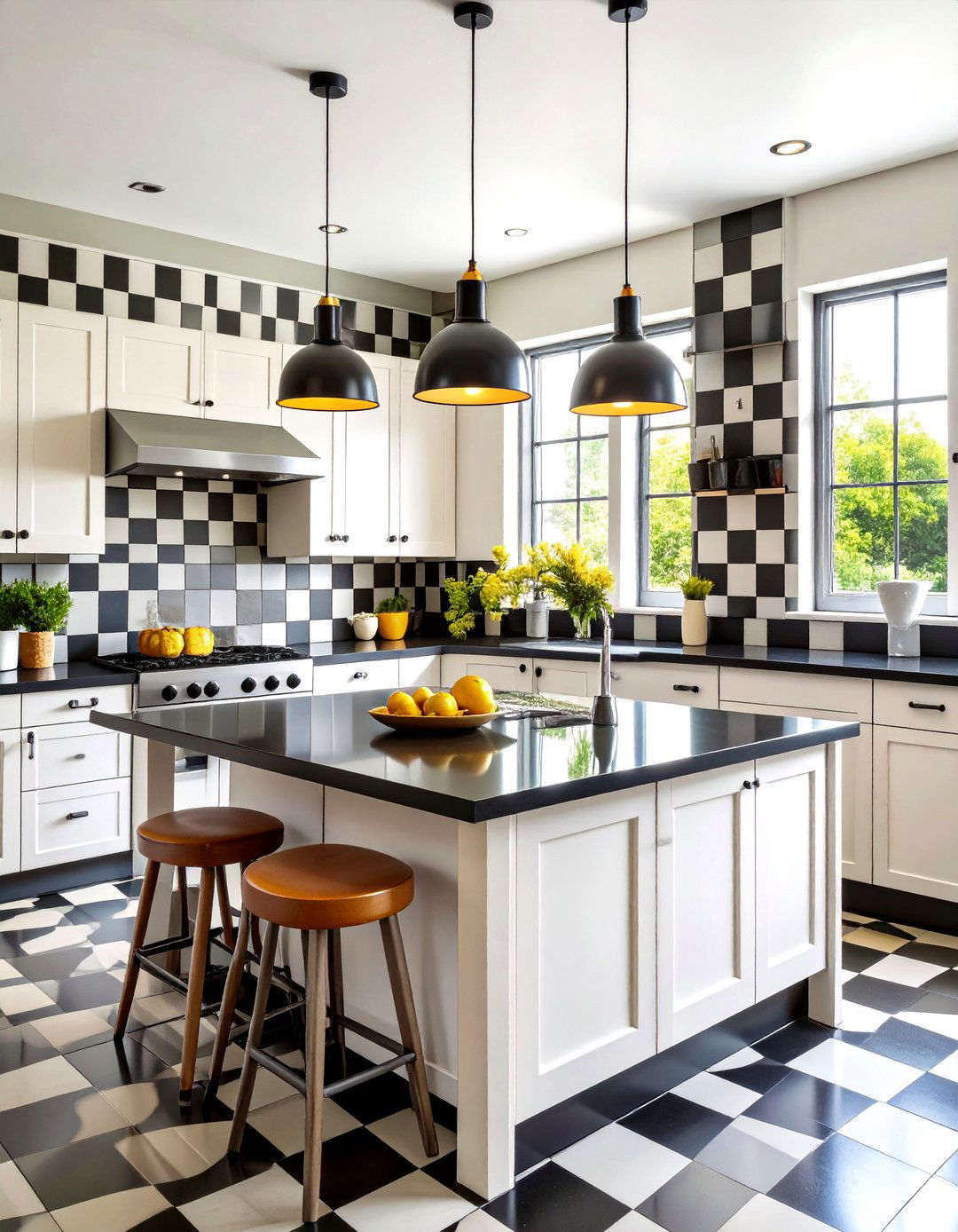 Classic Checkerboard Ceramic Kitchen Backsplash - 24 Black and White Kitchen Backsplash Ideas