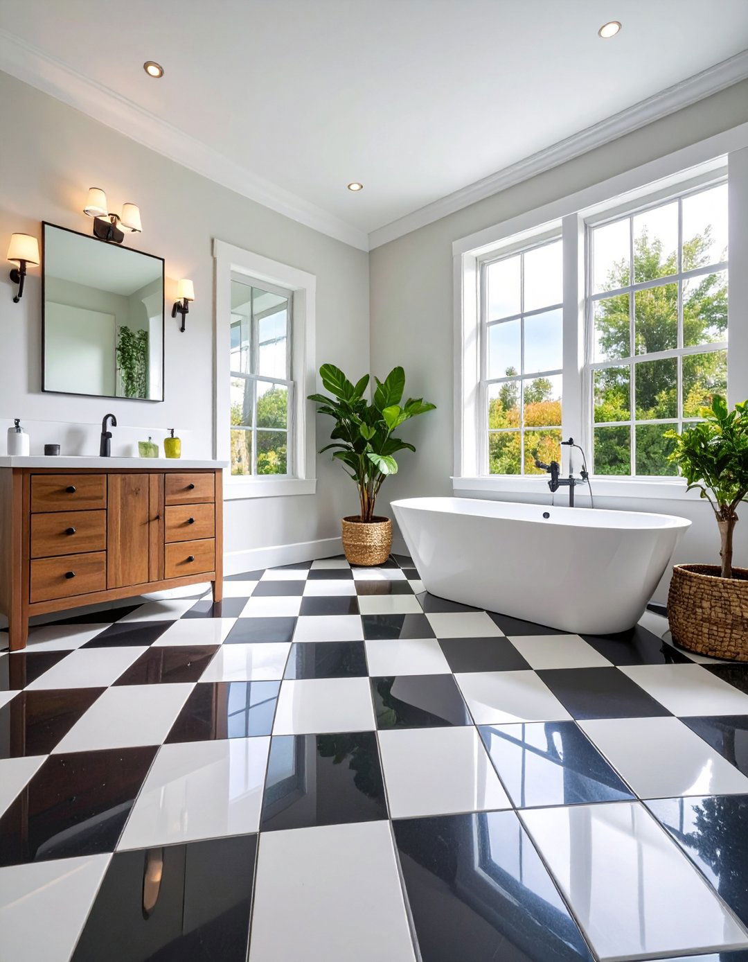 Classic Checkerboard Floor Patterns - 24 Black and White Bathroom Tile Ideas