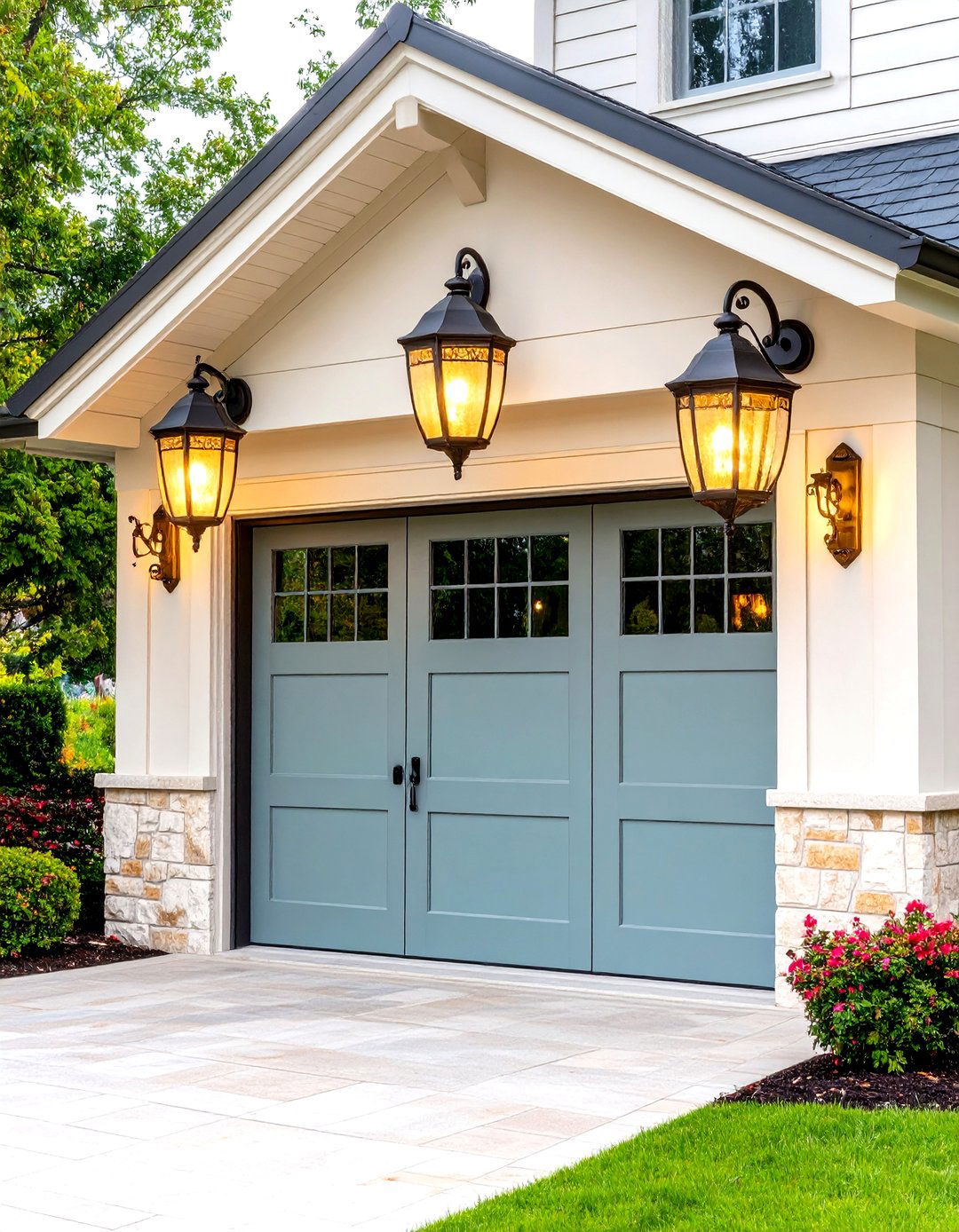 Classic Coach Light Styling - 24 Exterior Garage Lighting Ideas