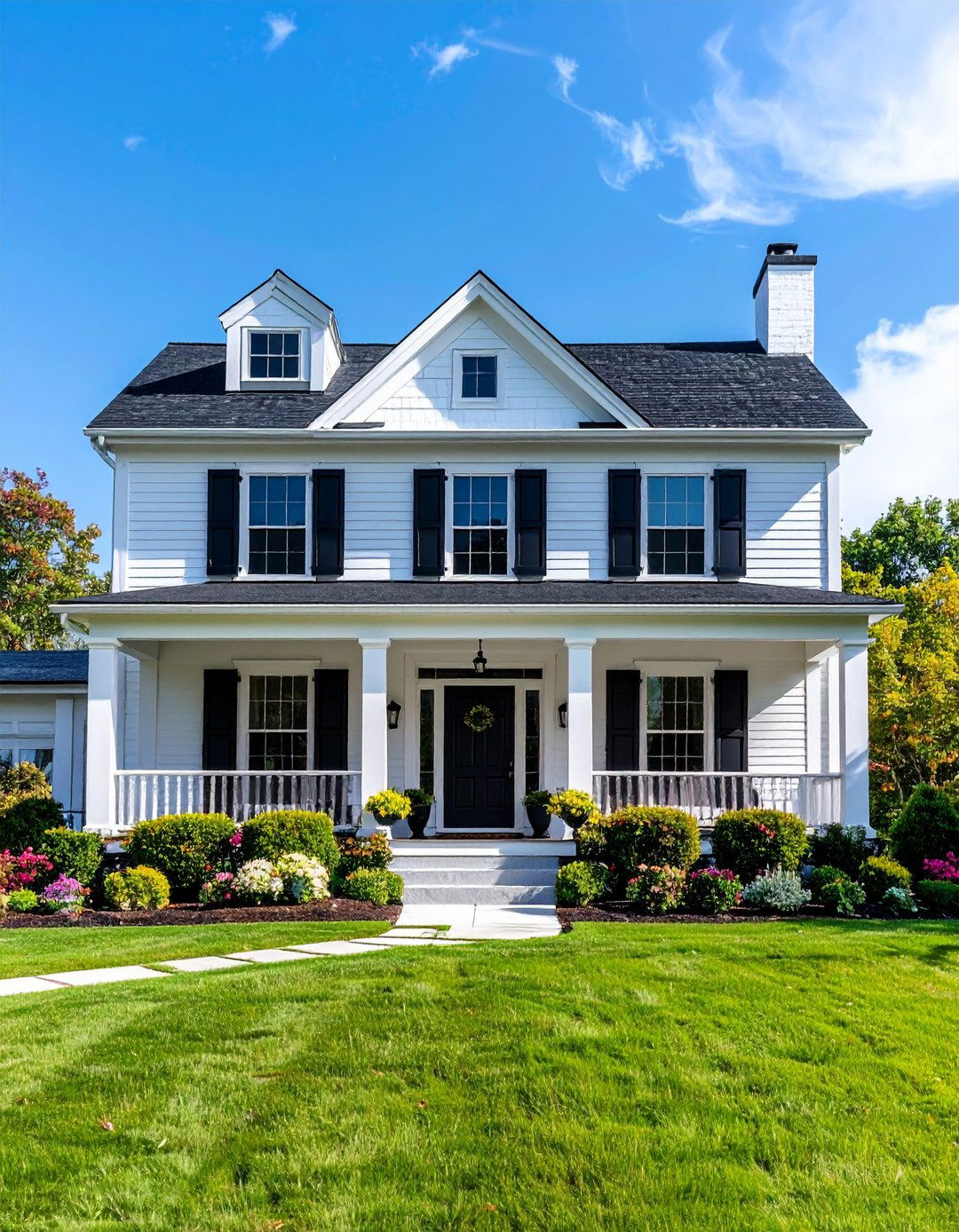 Classic Colonial Black Shutters Design - 24 Red Brick House with Black Trim Design Ideas