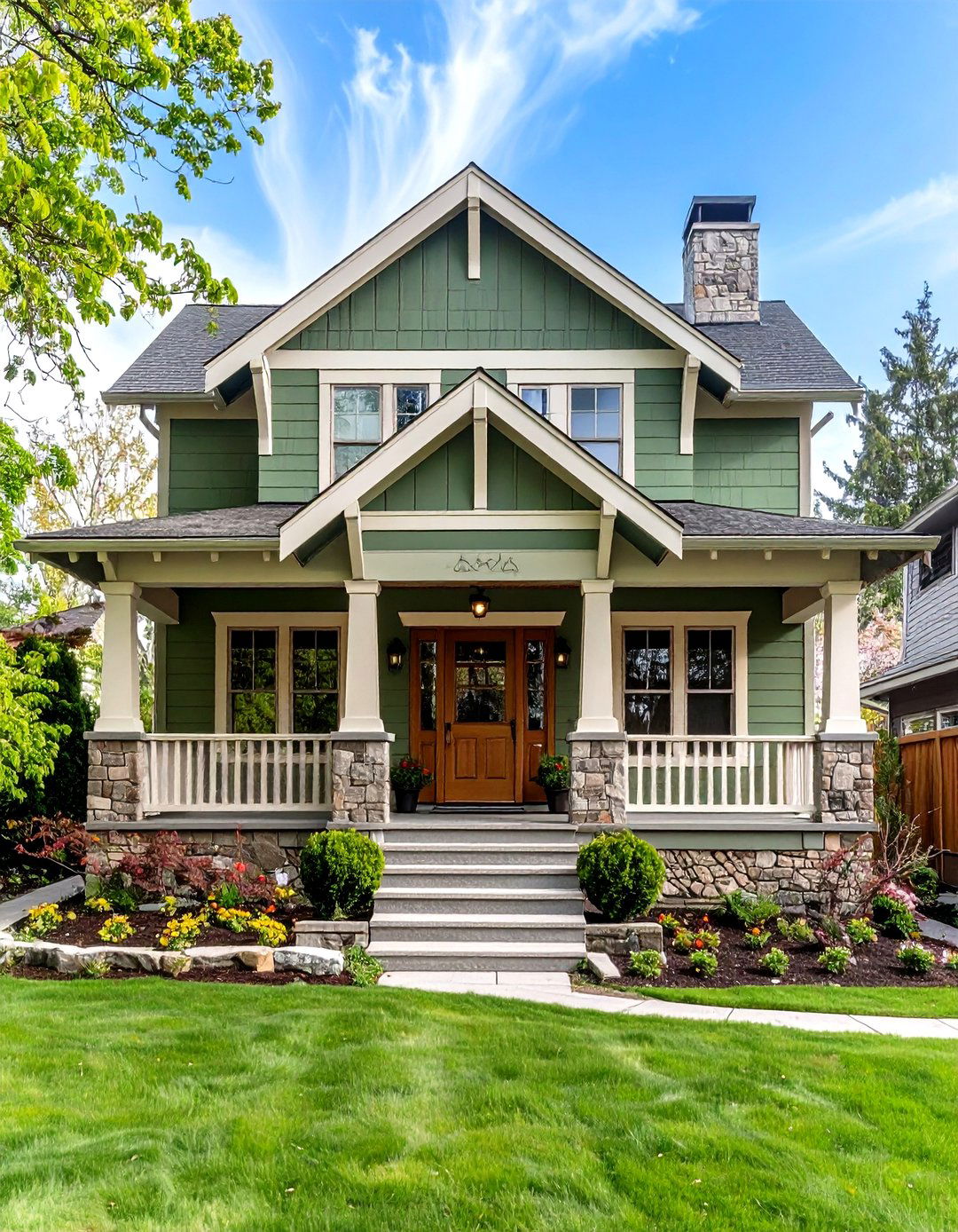 Classic Craftsman Olive Green Style - 24 Olive Green House Exterior Ideas