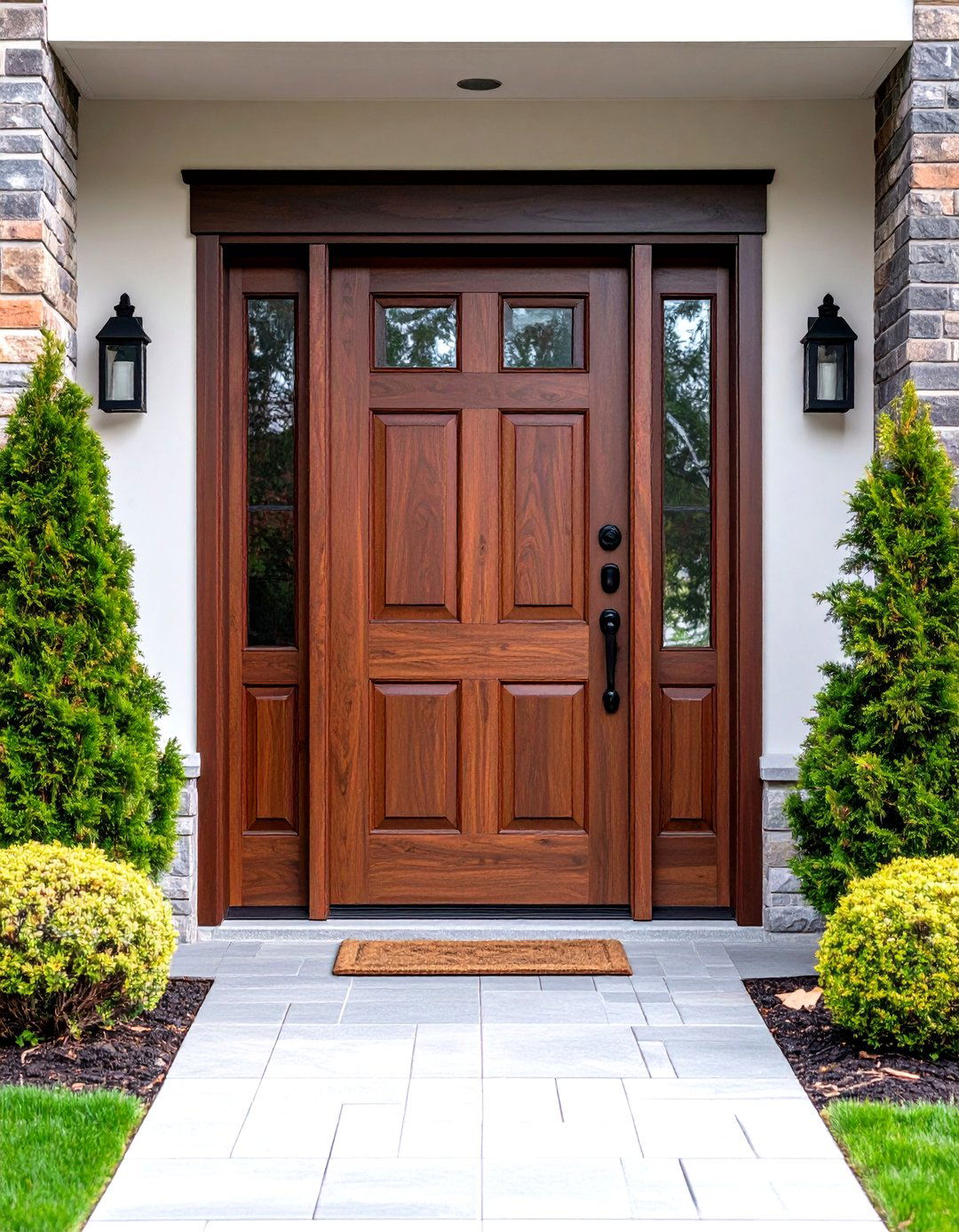 Classic Dark Walnut Stained Front Door - 24 Stained Front Door Ideas