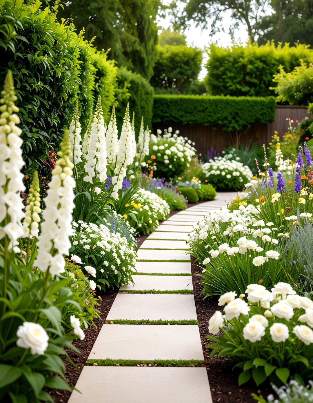 Classic English White Border Garden Design - 24 White Garden Design Ideas
