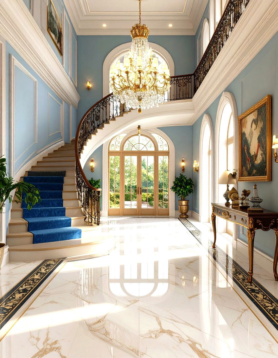 Classic Entryway with Grand Staircase - 24 Traditional Interior Design Ideas
