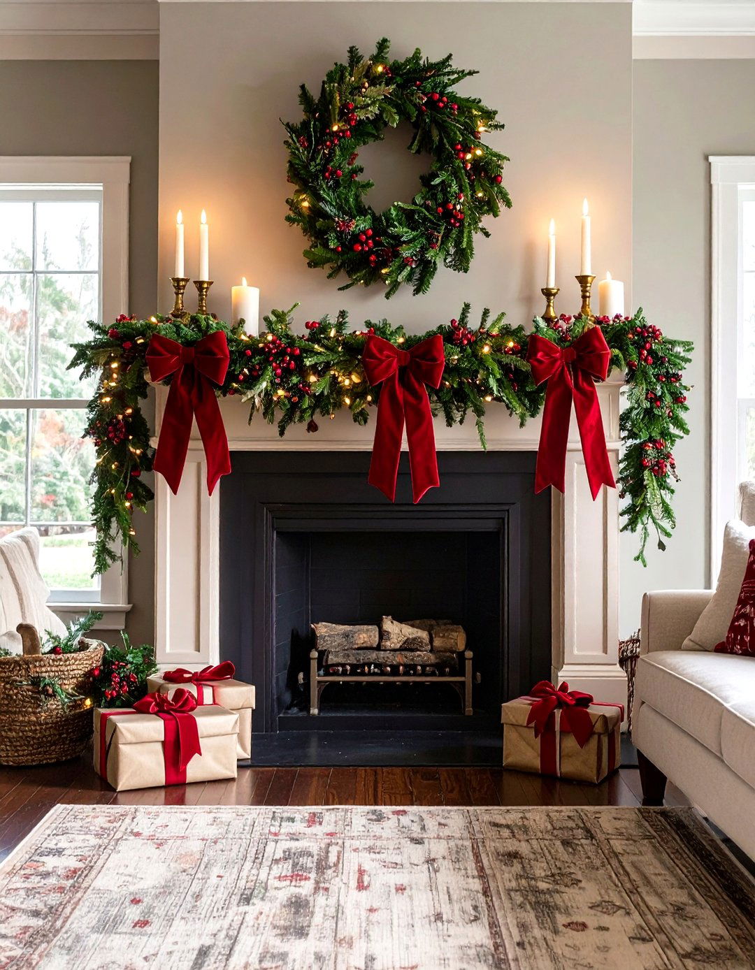 Classic Evergreen Christmas Garland - 24 Mantel Garland Ideas