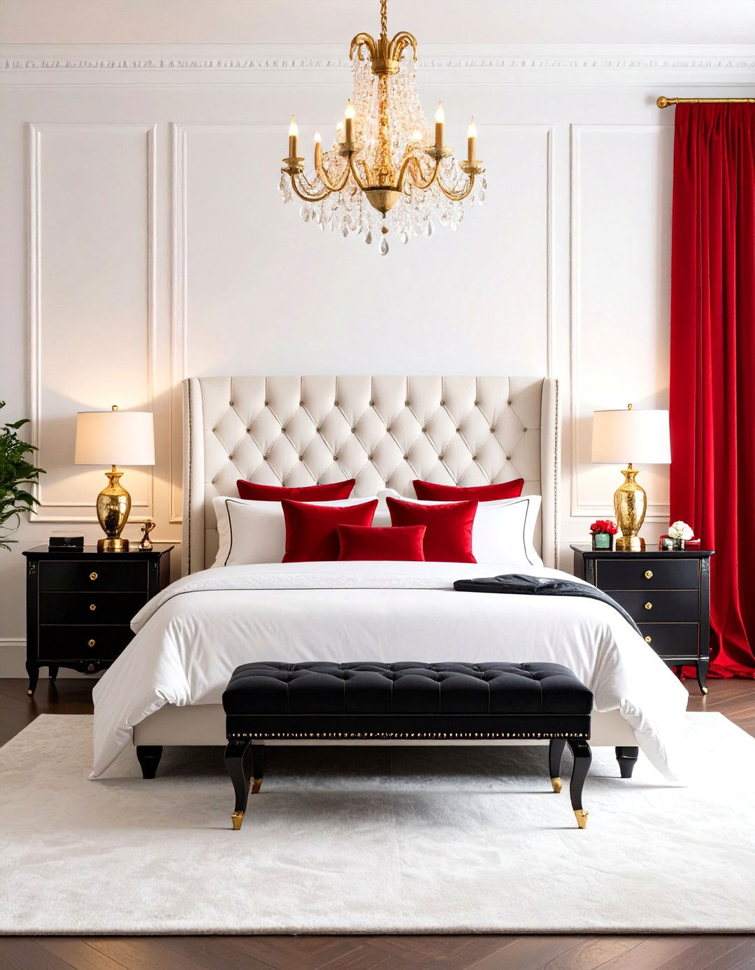 Classic Hollywood Glamour Red Black White Bedroom - 24 red black and white bedroom ideas